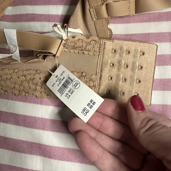 Aerie Real Good Show Off Bra Balconette Size 38C NWT Beige Lace Floral $59.95 - Picture 4 of 11